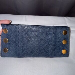 Hammitt 110 North Bifold Wallet Limited Edition Skies Nubuck Blue Brushed Gold
